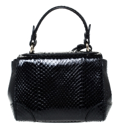 Pre Owned Ralph Lauren Black Python Mini Tiffin Crystal Embellished Top Handle Bag