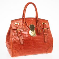 Pre Owned Ralph Lauren Alligator Orange Ricky Bag
