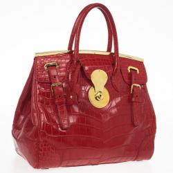 مملوكة مسبقًا Ralph Lauren Red Crocodile  Ricky Tote