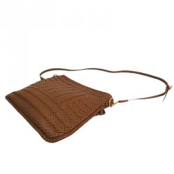 Ralph Lauren Brown Leather Woven Crossbody