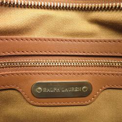 Ralph Lauren Brown Leather Woven Crossbody