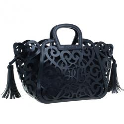 Pre Owned حقيبة رالف لورين فاكيتا سكرول جلد أسود صغيرة