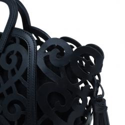 Pre Owned حقيبة رالف لورين فاكيتا سكرول جلد أسود صغيرة