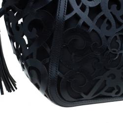 Pre Owned حقيبة رالف لورين فاكيتا سكرول جلد أسود صغيرة