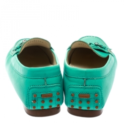 Pre Owned Ralph Lauren Turquoise Leather Loafers Size 39