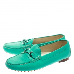 Pre Owned Ralph Lauren Turquoise Leather Loafers Size 39