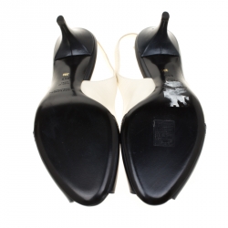 Pre Owned صندل رالف لورين فتحة كعب مقدمة مفتوحة جلد بروغي مونوكروم مقاس 39.5