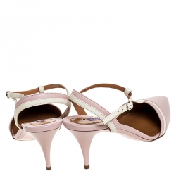 Pre Owned صندل رالف لورين سير T مقدمة مدببة جلد أبيض/ وردي مقاس 40