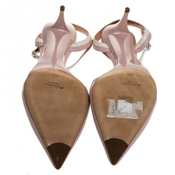 Pre Owned صندل رالف لورين سير T مقدمة مدببة جلد أبيض/ وردي مقاس 40