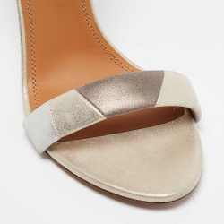 Pre Owned Ralph Lauren Metallic Tricolor Glitter Suede Ankle Strap Sandals Size 38