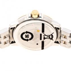 Pre Owned Raymond Weil White Mother of Pearl Two-Tone Stainless Steel Tango 5960 Women's Wristwatch 30 mm