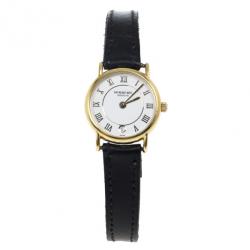 Pre Owned Raymond Weil White Gold-Plated Steel Leather Womens Wristwatch 20MM