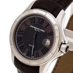 مملوكة مسبقًا Raymond Weil Brown Stainless Steel Parsifal 2970 Men's Wristwatch 39 mm