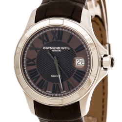 مملوكة مسبقًا Raymond Weil Brown Stainless Steel Parsifal 2970 Men's Wristwatch 39 mm
