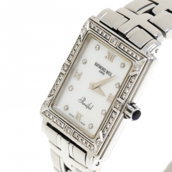 Raymond Weil Mother of Pearl Stainless Steel Diamonds Parsifal  9731 Women's Wristwatch 22 mm