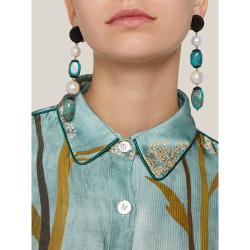 Pre Owned Rebecca de Ravenel Blue Treasures Gem and Pearl Drop Earrings