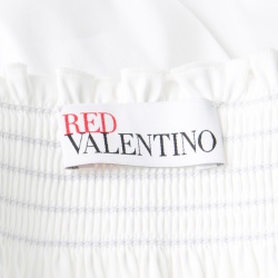 Pre Owned RED Valentino White Smocked Detail Off Shoulder Blouse M