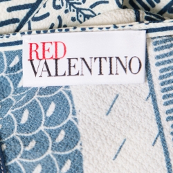 مملوكة مسبقًا Red Valentino Beige and Blue Heart Printed Stretch Crepe Sleeveless Maxi Dress L