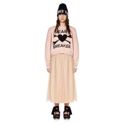 Red Valentino Nude Point d'Esprit Tulle Elastic Waistband Pleated Skirt Small / IT 40