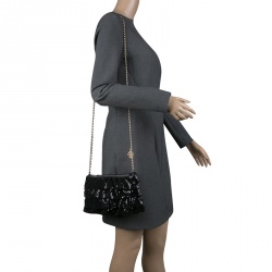 RED Valentino Black Ruffle Sequins Shoulder Bag