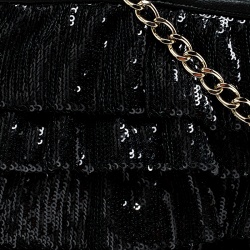 RED Valentino Black Ruffle Sequins Shoulder Bag