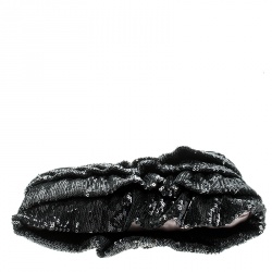 RED Valentino Black Ruffle Sequins Shoulder Bag