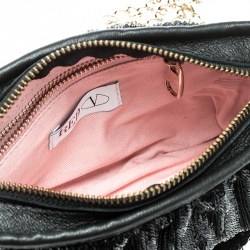 RED Valentino Black Ruffle Sequins Shoulder Bag