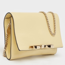 Pre Owned RED Valentino Yellow Leather Bow Chain Clutch