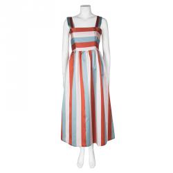 Pre Owned Red Valentino Multicolor Striped Sleeveless Midi Dress S