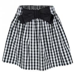 Red Valentino Monochrome Checkered Bow Detail Mini Skirt S