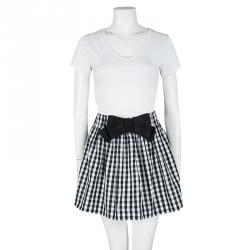 Red Valentino Monochrome Checkered Bow Detail Mini Skirt S