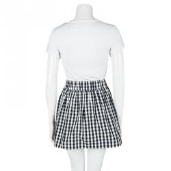 Red Valentino Monochrome Checkered Bow Detail Mini Skirt S