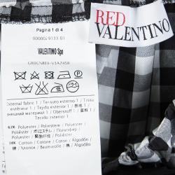 Red Valentino Monochrome Checkered Bow Detail Mini Skirt S