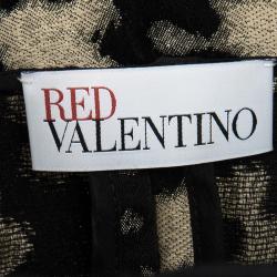 Pre Owned Red Valentino Black Peplum Waist Detail Jacquard Taffeta Jacket XL