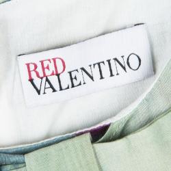 Pre Owned RED Valentino Tropical Landscape Print Bow Detail Sleeveless Dress S