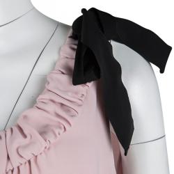Pre Owned Red Valentino Tea Rose Pink Contrast Bow Detail Sleeveless Dress L