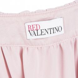 Pre Owned Red Valentino Tea Rose Pink Contrast Bow Detail Sleeveless Dress L