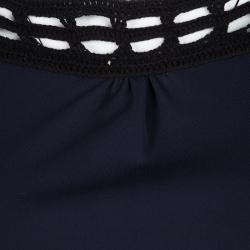 Pre Owned Red Valentino Navy Blue Contrast Cutout Sleeve Detail Top M