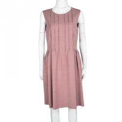 Pre Owned RED Valentino Dull Pink Pleat Detail Sleeveless Dress M