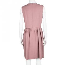 Pre Owned RED Valentino Dull Pink Pleat Detail Sleeveless Dress M