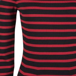 Pre Owned RED Valentino Black And Red Striped Knit Ruffle Trim Detail Long Sleeve Dress S