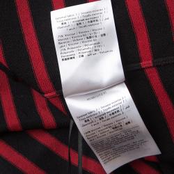 Pre Owned RED Valentino Black And Red Striped Knit Ruffle Trim Detail Long Sleeve Dress S