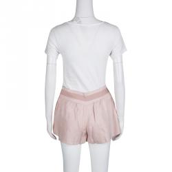 Pre Owned Red Valentino Pink Basket Weave Linen Frayed Pocket Trim Shorts S