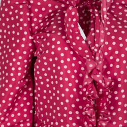 Pre Owned RED Valentino Red and White Polka Dot Ruffle Detail Dress L