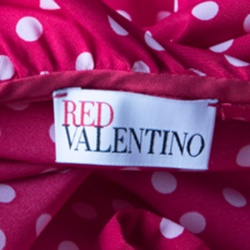 Pre Owned RED Valentino Red and White Polka Dot Ruffle Detail Dress L