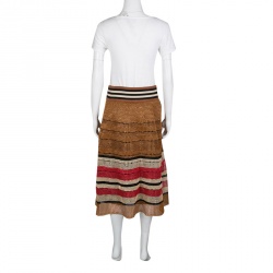 RED Valentino Multicolor Raffia Effect Midi Skirt M