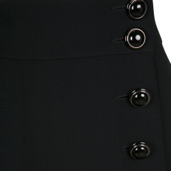 Pre Owned RED Valentino Black Side Button Detail Wrap Midi Skirt M