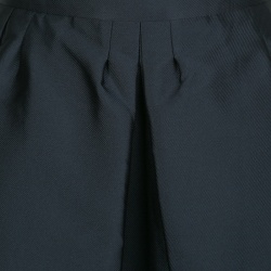 RED Valentino Navy Blue Textured Pleated Flared Skirt M