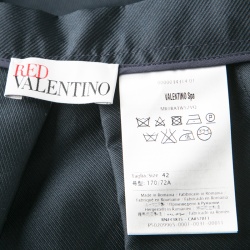 RED Valentino Navy Blue Textured Pleated Flared Skirt M