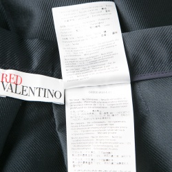 RED Valentino Navy Blue Textured Pleated Flared Skirt M